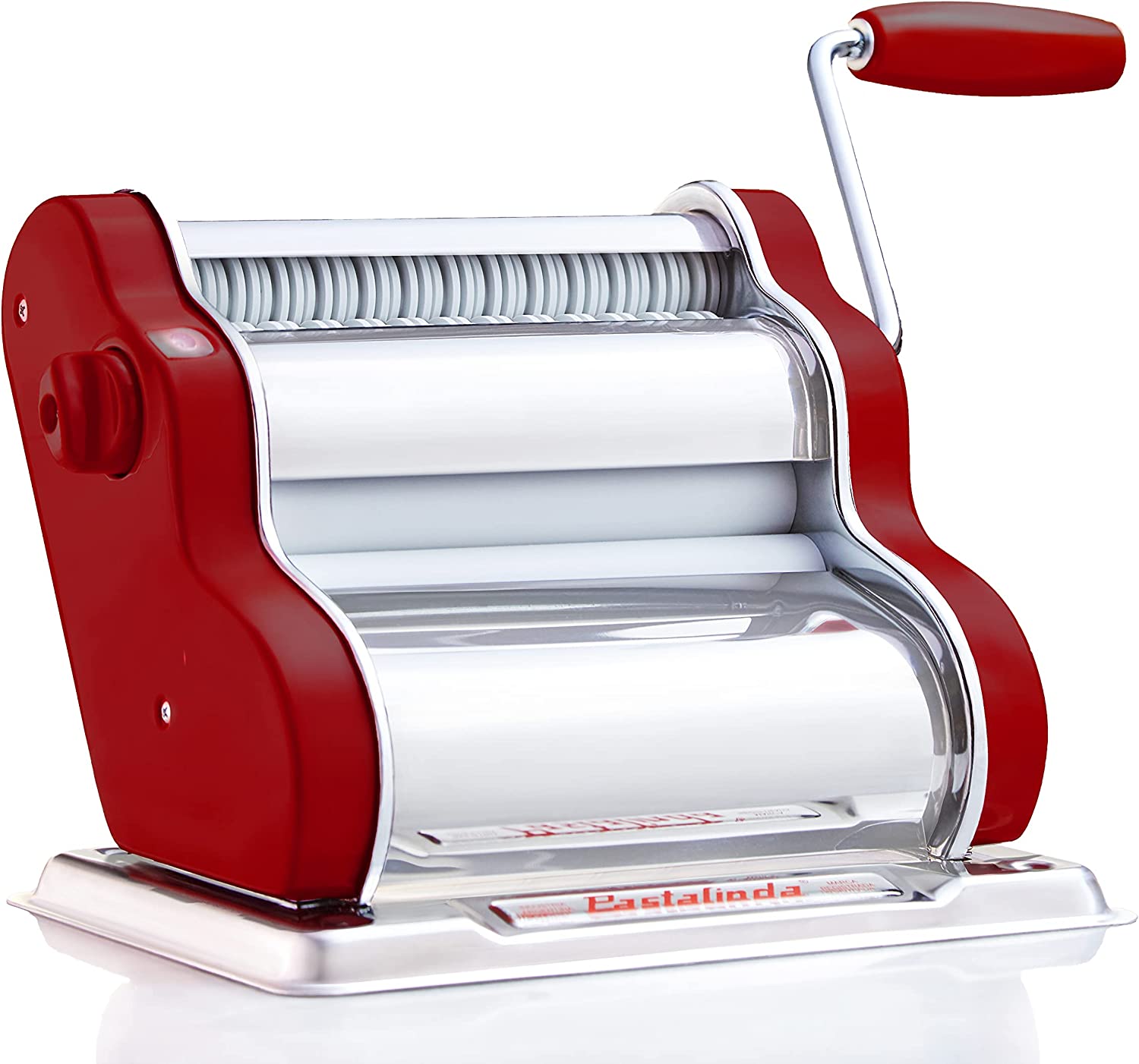 PASTALINDA Classic 200 Pasta Maker Machine, 20 cm Wide Rollers, 9 Thickness Positions, 2 Cutting Positions, Stainless Steel. Includes Reinforced Hand Crank And Two Clamps - Bordeaux Best Price