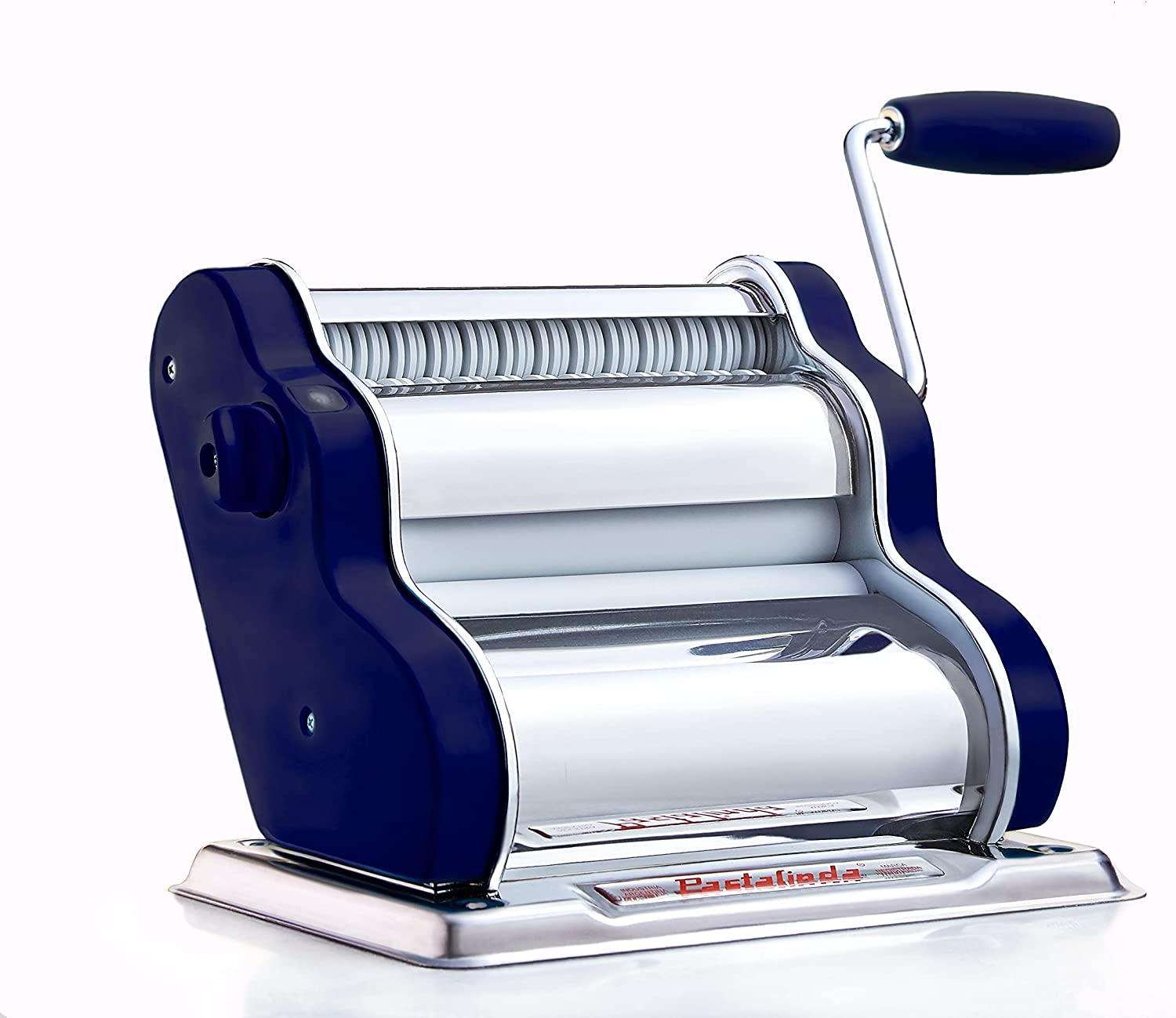 PASTALINDA Classic 200 Pasta Maker Machine, 20 cm Wide Rollers, 9 Thickness Positions, 2 Cutting Positions, Stainless Steel. Includes Reinforced Hand Crank And Two Clamps - Navy Blue Best Price
