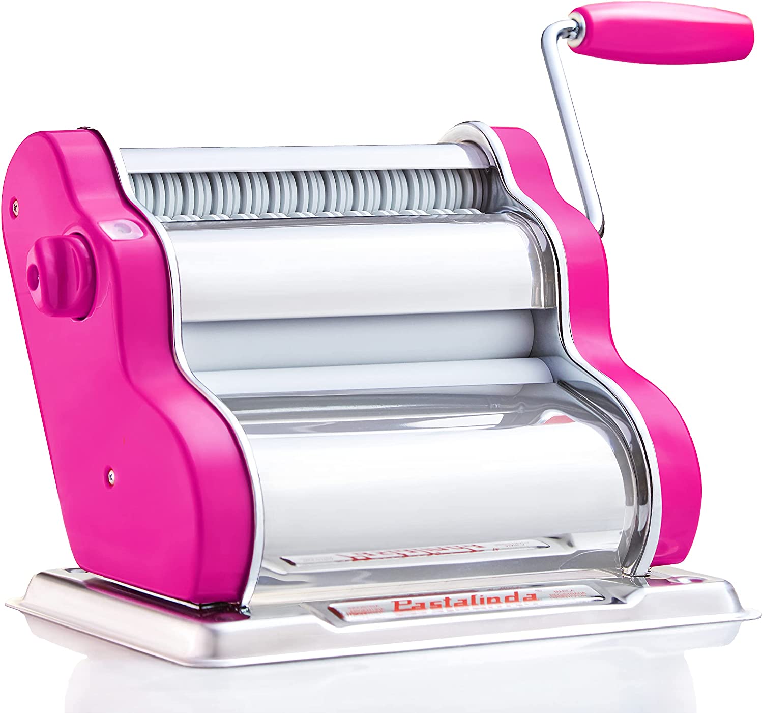 PASTALINDA Classic 200 Pasta Maker Machine, 20 cm Wide Rollers, 9 Thickness Positions, 2 Cutting Positions, Stainless Steel. Includes Reinforced Hand Crank And Two Clamps - Fuchsia Best Price